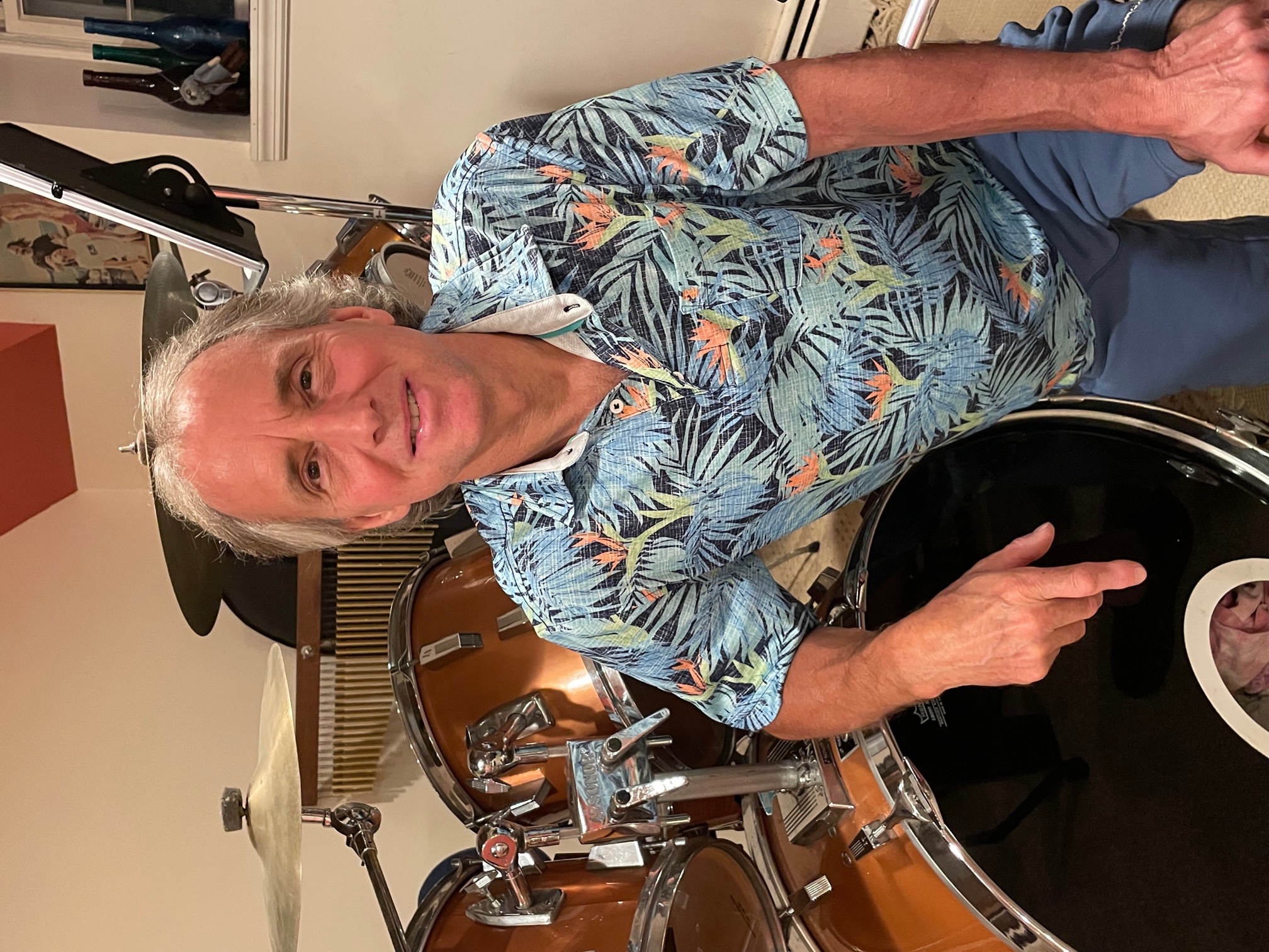 Michael P. Pascullo behind his drum kit